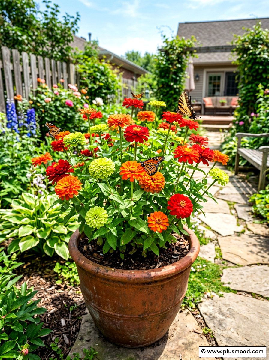 Zinnia garden summer planter - 25 beautiful summer planter ideas