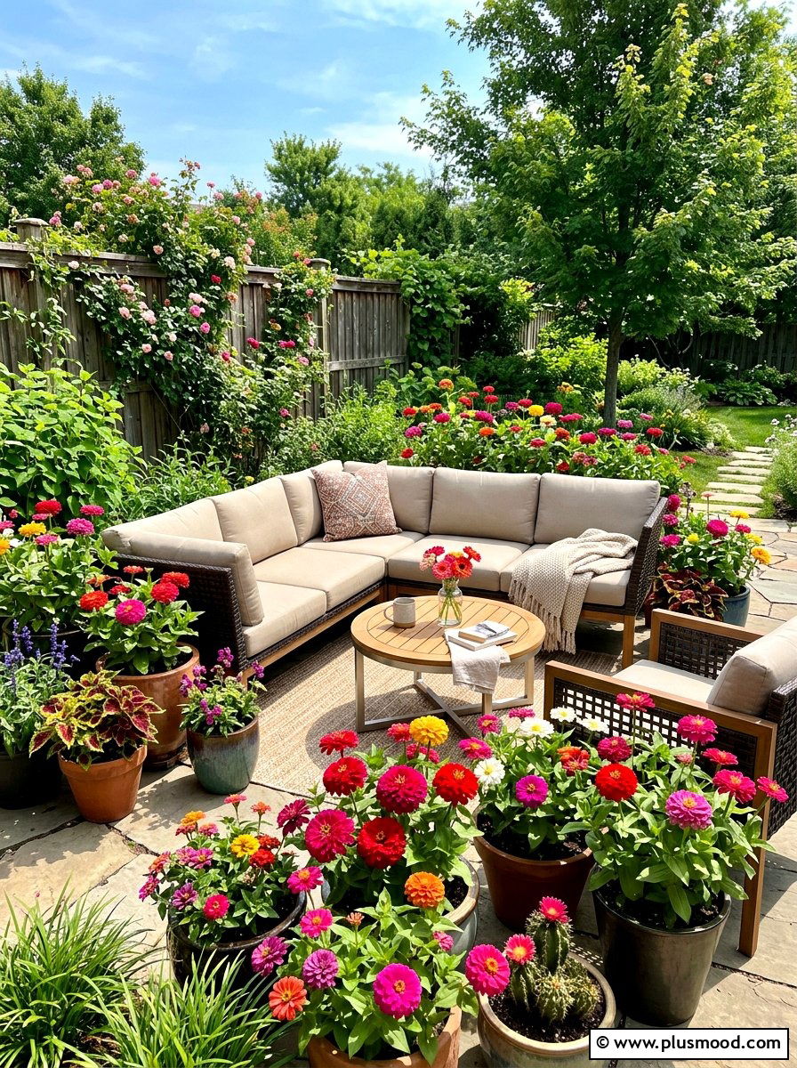 Zinnia patio container garden - 25 summer zinnia garden ideas