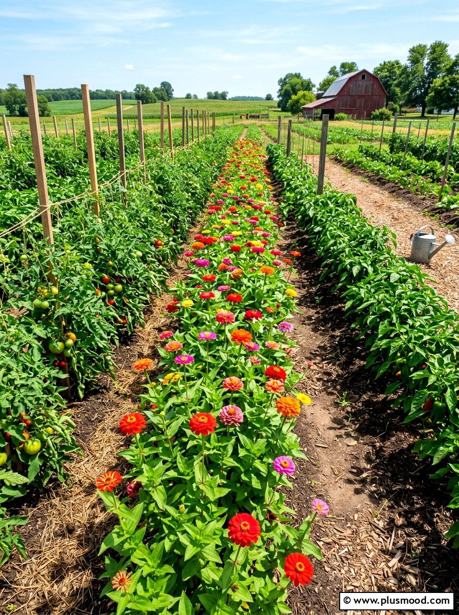 Zinnia vegetable garden companion - 25 summer zinnia garden ideas