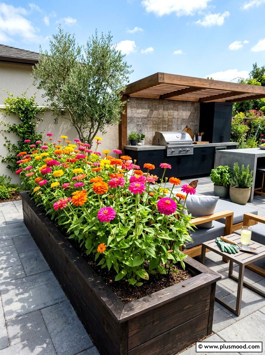 Zinnias In Raised Beds - 25 summer patio flower ideas